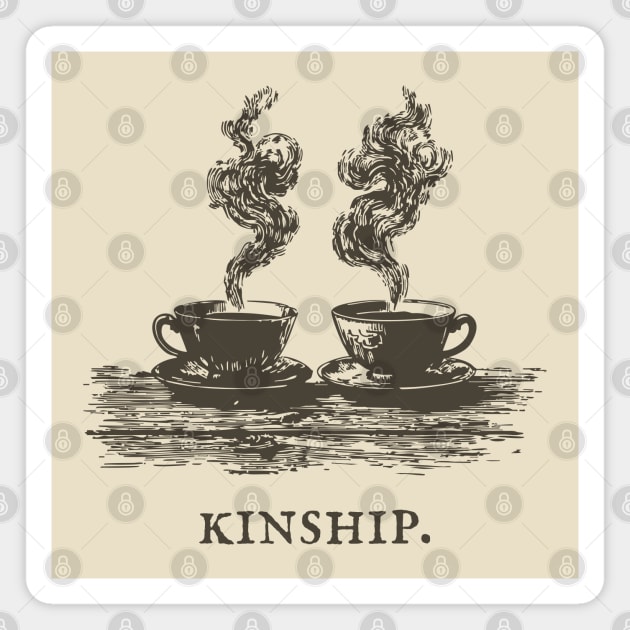 Cozy Kinship Two Cups of Coffee Illustration Magnet by TuncGK